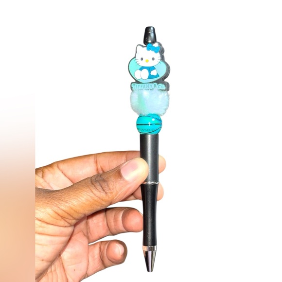 Handmade Blue Hello Kitty Pen with decorative beads - Picture 2 of 3